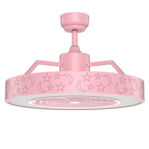 10 in. Indoor Pink Ceiling Fan with LED Light and Remote Control