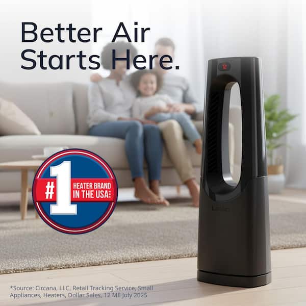 Bladeless 1500W 28 in. Black Electric Oscillating Tower Ceramic Space Heater with Remote Control and Digital Display