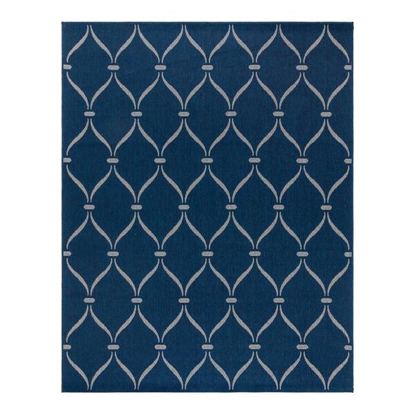 Gertmenian Ringley Araceli Navy 8 ft. x 10 ft. Geometric Indoor/Outdoor Area Rug