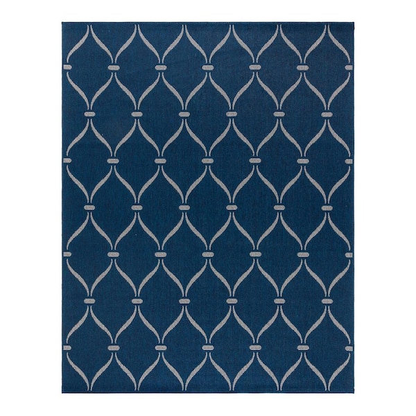 Gertmenian Ringley Araceli Navy 9 ft. x 13 ft. Geometric Indoor/Outdoor Area Rug