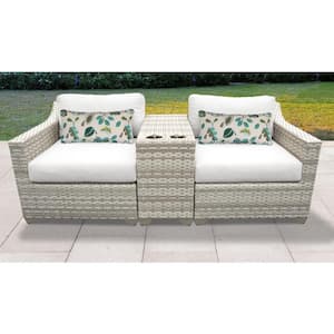 Fairmont 3-Piece Wicker Outdoor Seating Group with White Cushions