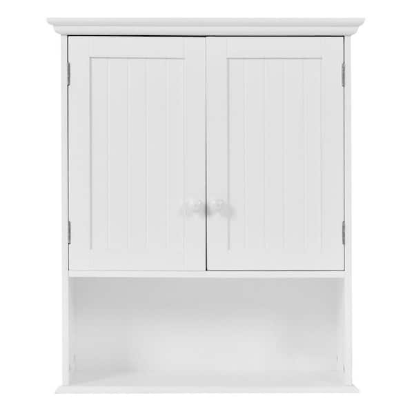 Unbranded 23.6 in. W x 27.8 in. H Rectangle Wall-Mounted Surface-Mount Bathroom Medicine Cabinet with Door in White