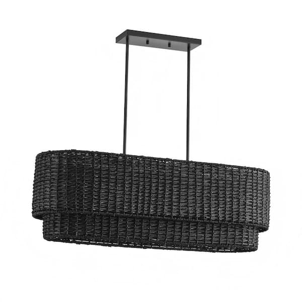 3 Lights Black Metal Material Pendant Light Design with Adjustable Hanging Length, Bulbs are not included