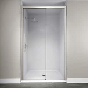 48 in. x 76 in. Semi-Frameless Concealed Sliding Shower Door in Brushed Nickel