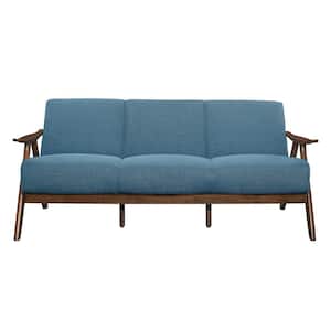 Ocala 73 in. W Slope Arm Textured Fabric Rectangle Sofa in. Blue