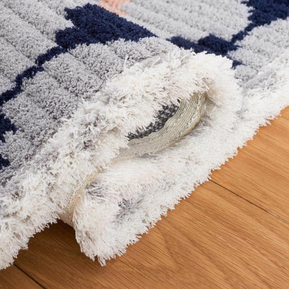 Marrakesh Gray and Blue Rust Synthetic 4' x 6' Area Rug