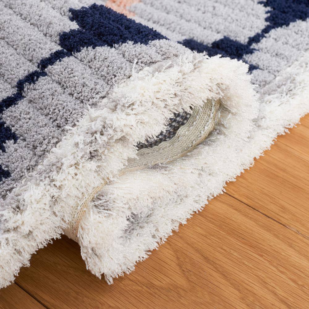 Marrakesh Gray and Blue Flat Woven Wool Rug, 5'3"x7'6"