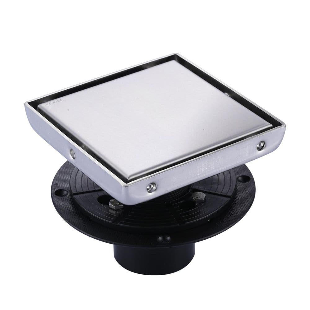 5.9 in. Square Stainless Steel Shower Floor Drain with Tiled Insert Grate and Hair Strainer in Bruhsed Nickel price history on PriceWatchPro