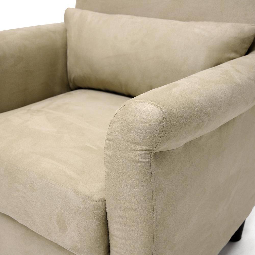 Modern Elegance Black Wood Frame Club Chair with Sandy Tan Microfiber