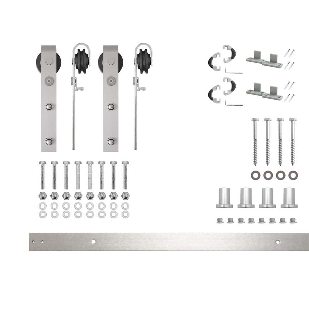 5.5 ft./66 in. Brushed Nickel Non-Bypass Sliding Barn Door Track and Hardware Kit for Double Doors price history on PriceWatchPro