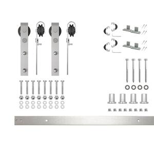 5.5 ft./66 in. Brushed Nickel Non-Bypass Sliding Barn Door Track and Hardware Kit for Double Doors