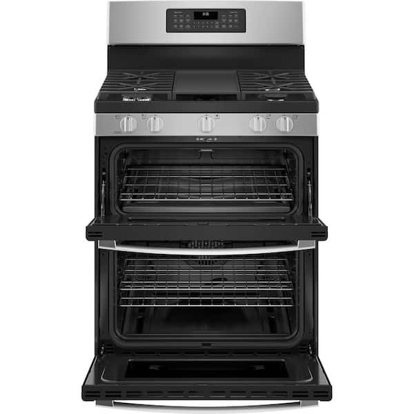 GE Appliances 30 Freestanding Gas Double Oven Range with Convection in  Stainless Steel