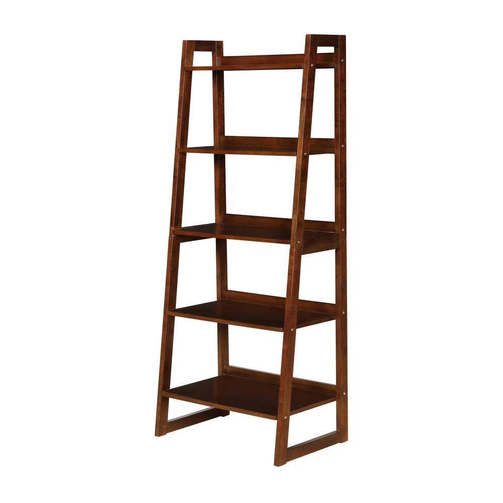 Coaster Home Furnishings 63.5 in. Cappuccino Wood 5-Shelf Modern Ladder ...