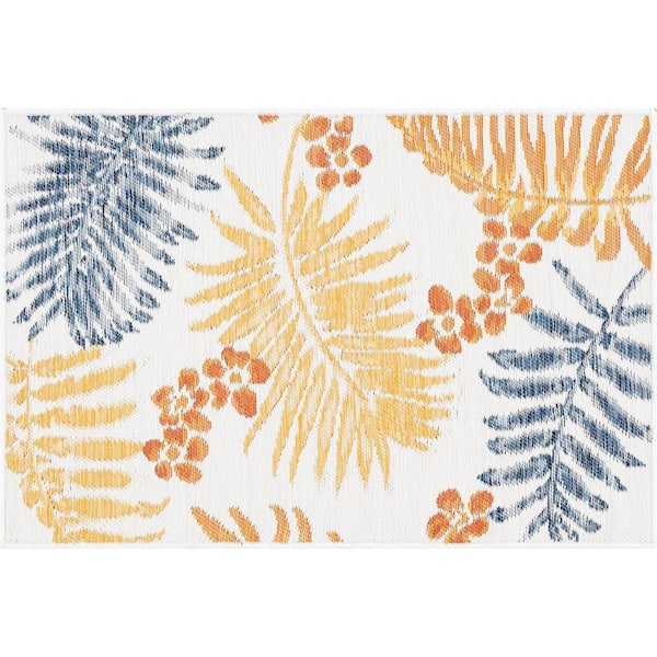 Flora Multi-Color 2 ft. x 3 ft. Floral Indoor/Outdoor Area Rug