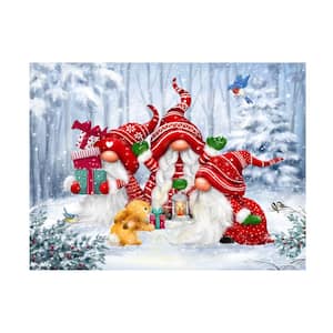 Unframed Home MAKIKO 'Christmas Gnomes With Rabbit' Photography Wall Art 24 in. x 32 in.