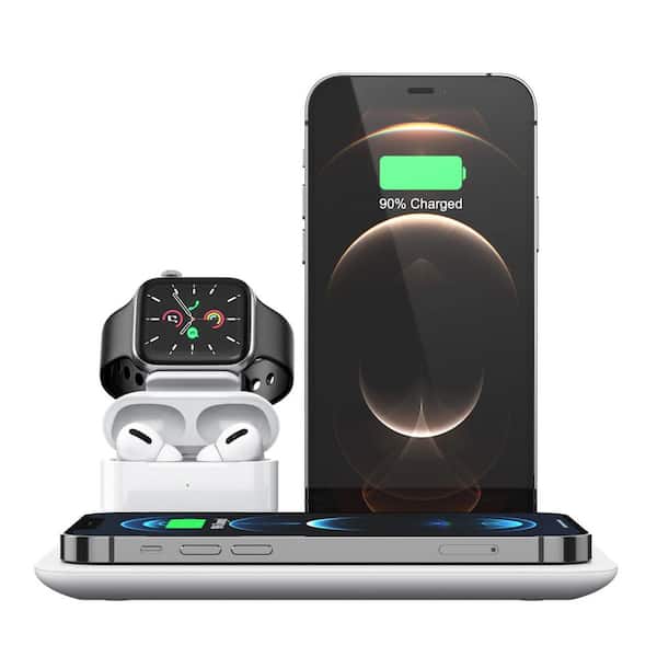 4 in 1 Fast Charge Wireless Charging Station in White