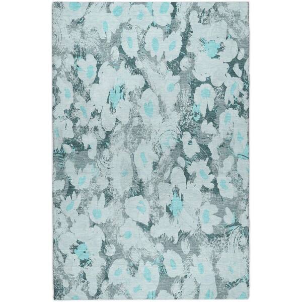 Dream Shag Premium Machine Washable Abstract ADS538 Teal 9 ft. x 12 ft. Area Rug