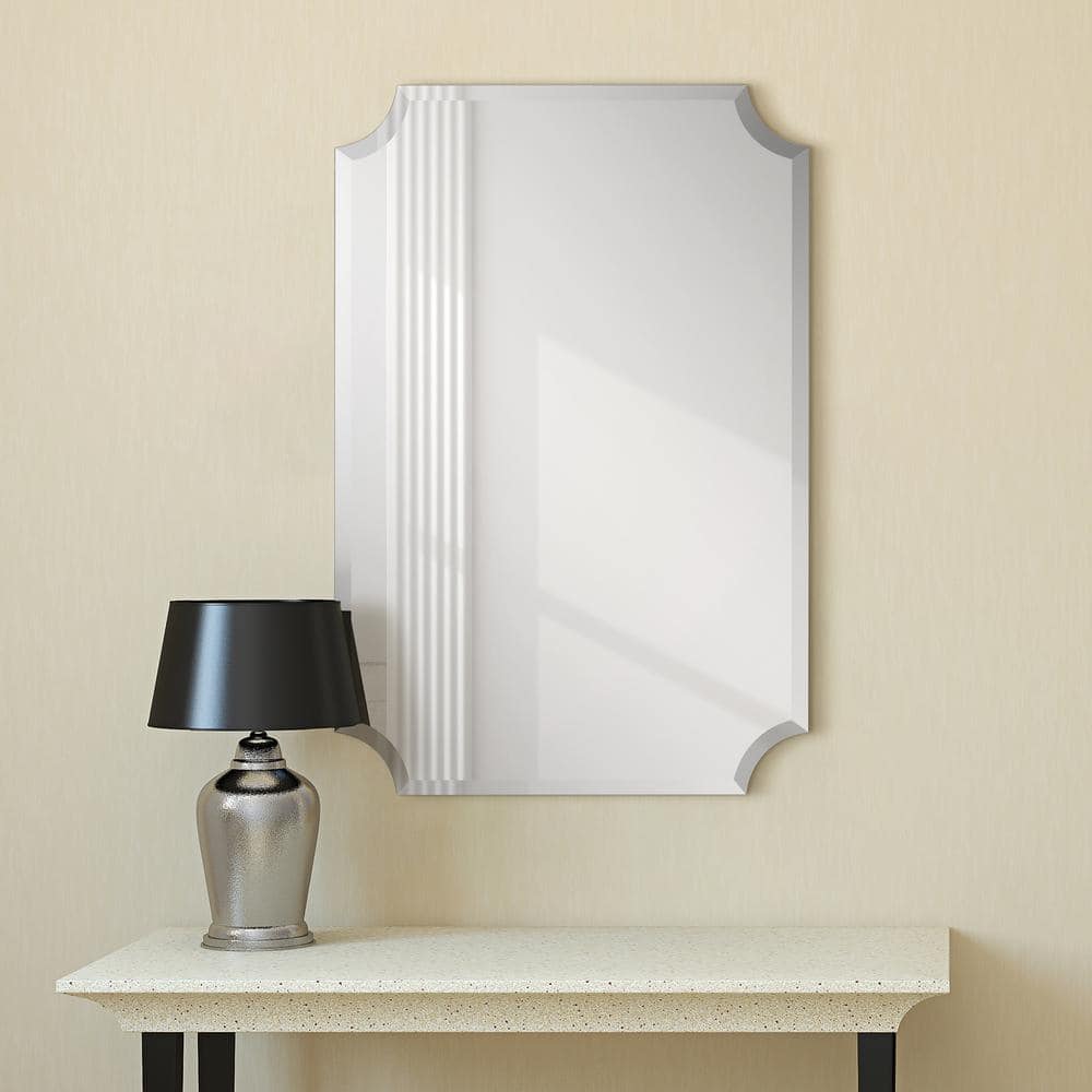 Elegant Frameless Scalloped 24x36 Rectangular Wall Mirror
