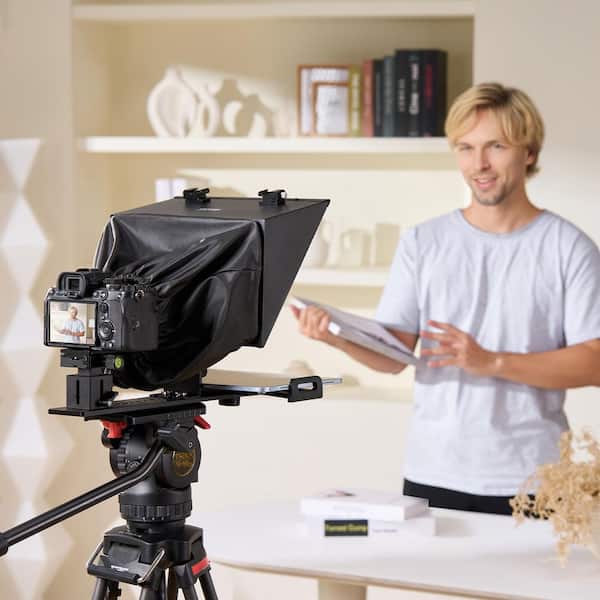 Teleprompter 13 in. Aluminum Alloy Floor Type Adjustable Angle Spectroscope Remote Control for Video Recording