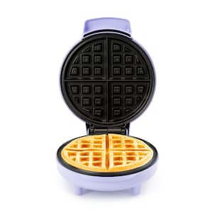 7 in. Lavender/Stainless Steel Belgian Waffle Maker with Non-Stick Coating