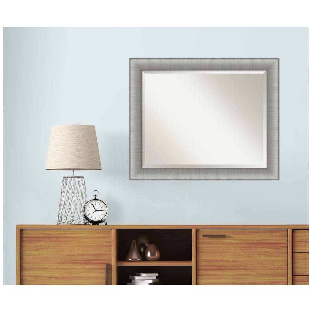 Elegant Brushed Pewter Rectangular Vanity Wall Mirror 33"x27"