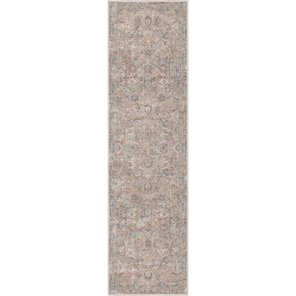Asha Emilia Vintage Persian Oriental Ivory 2 ft. 3 in. x 24 ft. 9 in. Runner Area Rug