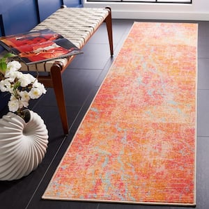 Sequoia Orange/Light Blue 2 ft. x 9 ft. Machine Washable Abstract Solid Runner Rug