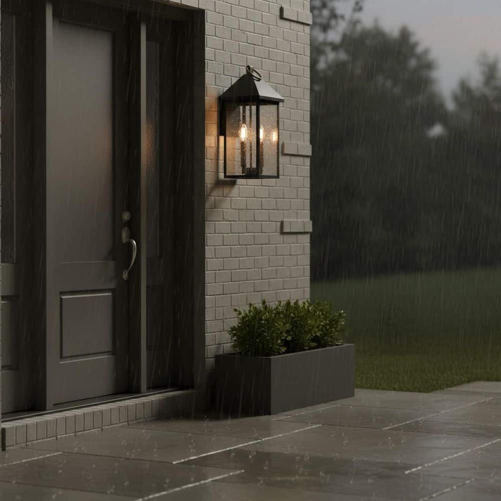 Rhett 2-Light Black Outdoor Hardwired Wall Lantern Sconce price history on PriceWatchPro