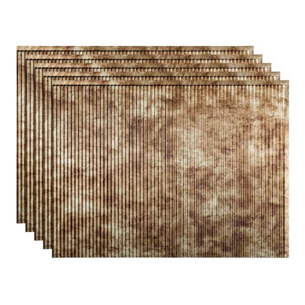 Fasade Rib 18.25 in. x 24.25 in. Vinyl Backsplash Panel in Bermuda Bronze (5-Pack)