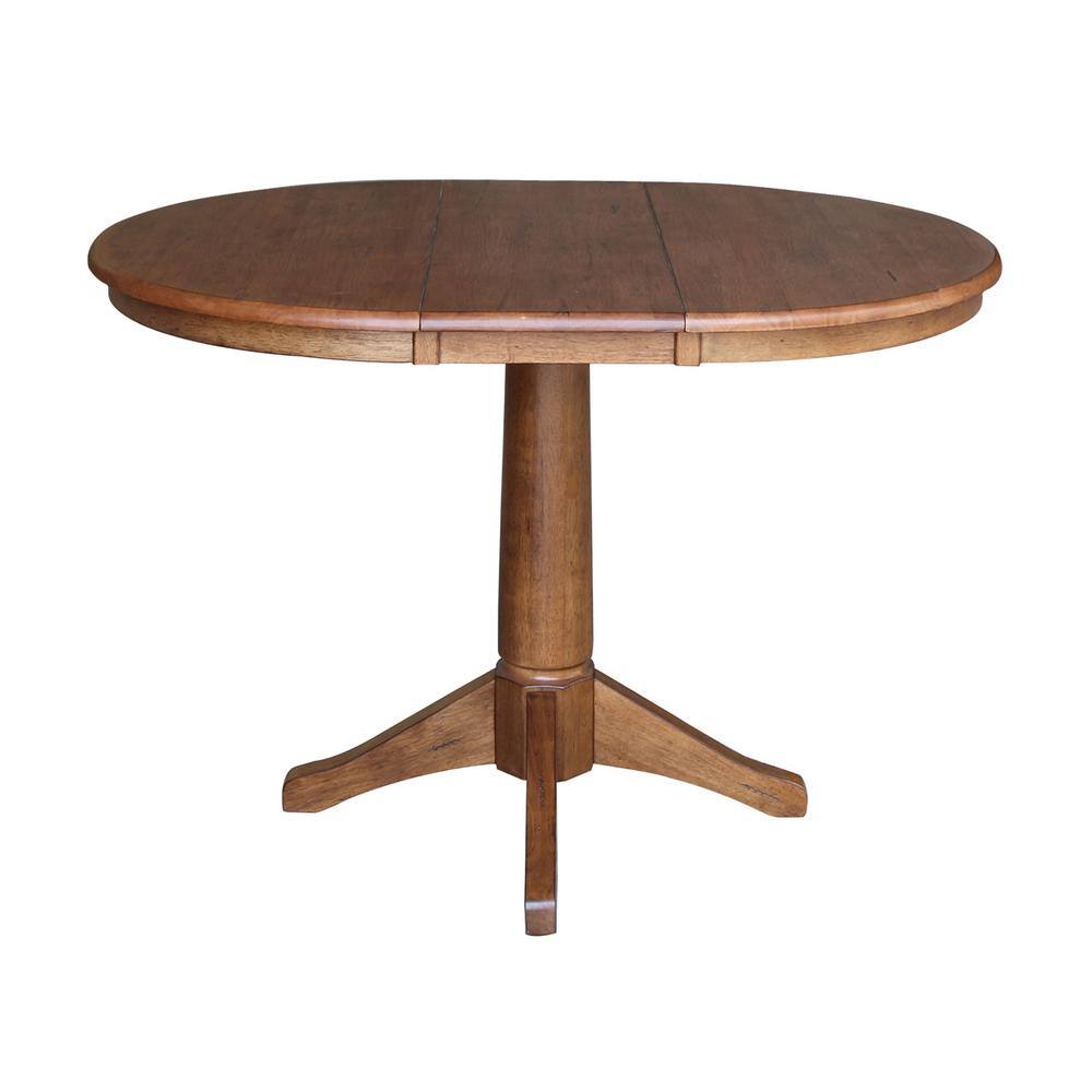 Eco-Friendly Distressed Oak Round Extendable Counter Table