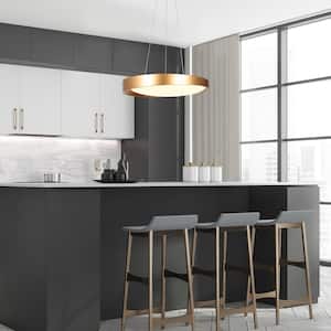 Integrated LED Pendant Lights Fixture, Modern Dark Gold Aluminum Chandelier for Kitchen, Dining Room, Living Room