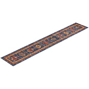 Serapi One-of-a-Kind Traditional Blue 2 ft. x 16 ft. Runner Hand Knotted Tribal Area Rug