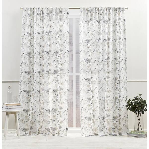 Nicole Miller New York Hattie Grey Fl Polyester 54 In W X 108 L Rod Pocket Top Light Filtering Curtain Panel Set Of 2, Nicole Miller Curtains Pink