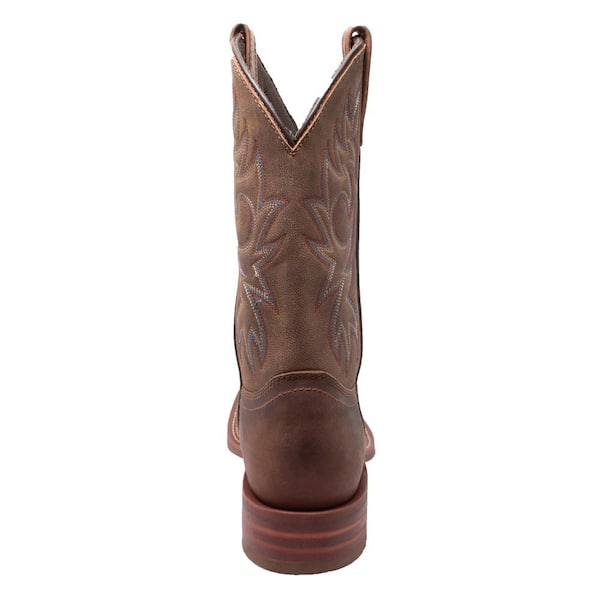 Cowboy Boots Brown Multi Leather Slip On Square Toe Western Style Grinders Boots