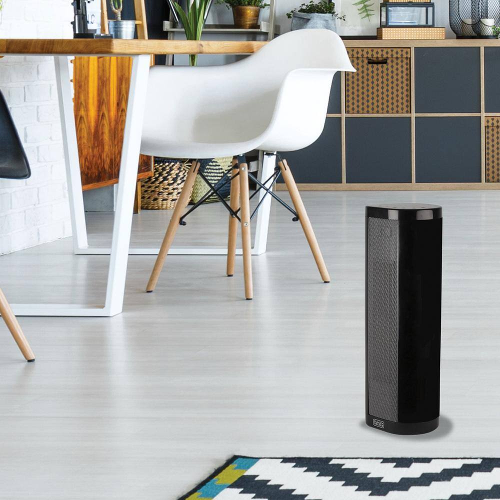 Black Ceramic Electric Tower Heater with Adjustable Thermostat