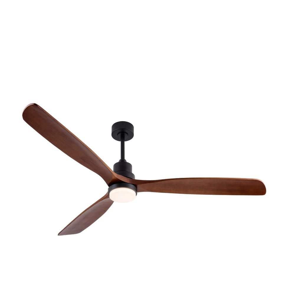 72 in. Black Modern Downrod Mount Ceiling Fan with 3 Solid Wood Blades, 20W Dimmable LED Light and Remote for Great Room price history on PriceWatchPro