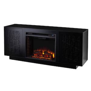 Delgrave 60 in. Freestanding Wooden Media Electric Fireplace TV Stand in Black