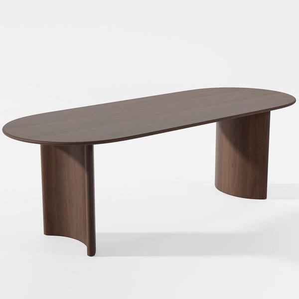 Dovelina Haiden Modern Oval Oak Wood Top Walnut 79 in. Double Pedestal