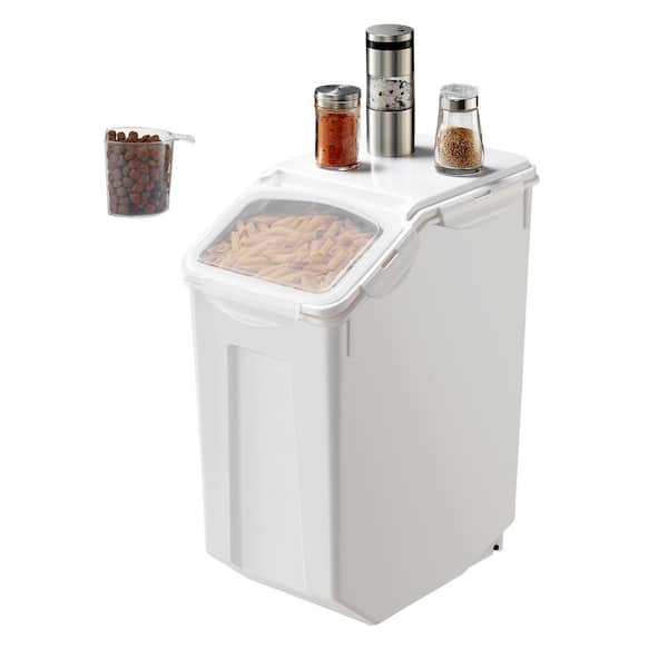 SKYSHALO Rice Storage Container, 4. 5 gal. /20L Capacity Large Dog Food Dispenser Bin, Kitchen Ingredient Grain Cereal Flour Bin