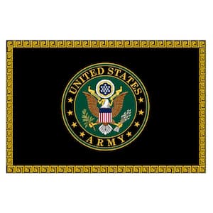 Black/Yellow 5 ft. x 7 ft. Washable Man Cave Bedroom US ARMY Logo Border Non-Slip Area Rug
