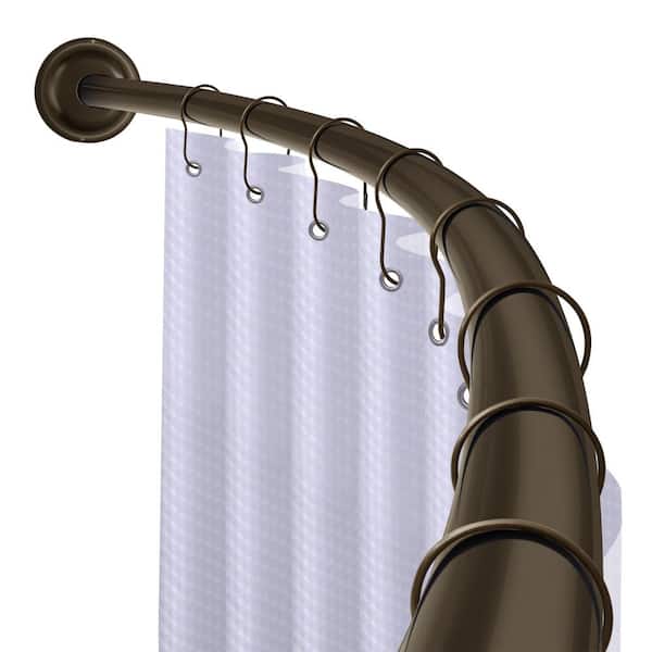 72 in. Rustproof Wall Mounted Single Curved Shower Rod, Aluminum, Adjustable from 45 to 72 in. Wide, Oil Rubbed Bronze