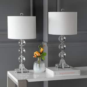 Fiona 24 in. Clear Crystal Ball Table Lamp with White Shade (Set of 2)