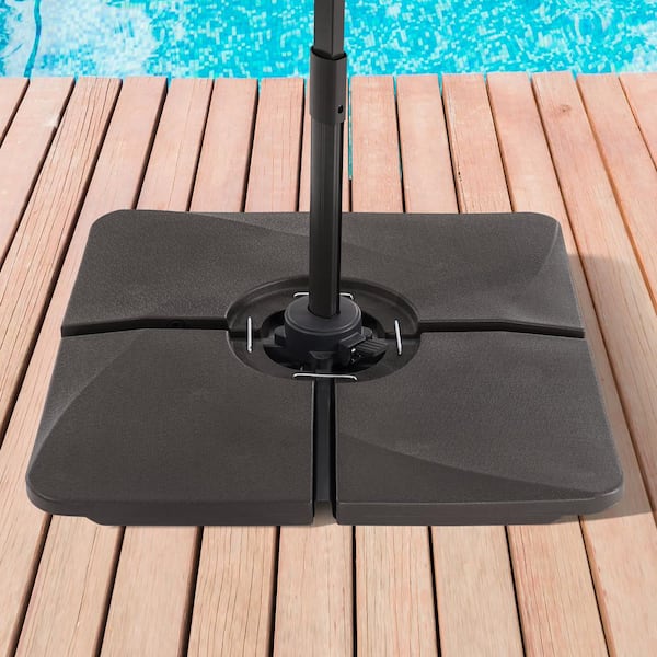 Sonkuki Outdoor Heavy-Duty Patio Umbrella Base Cantilever Umbrella From 8 ft. x 10 ft. Filled with Sand and Water in Dark Brown