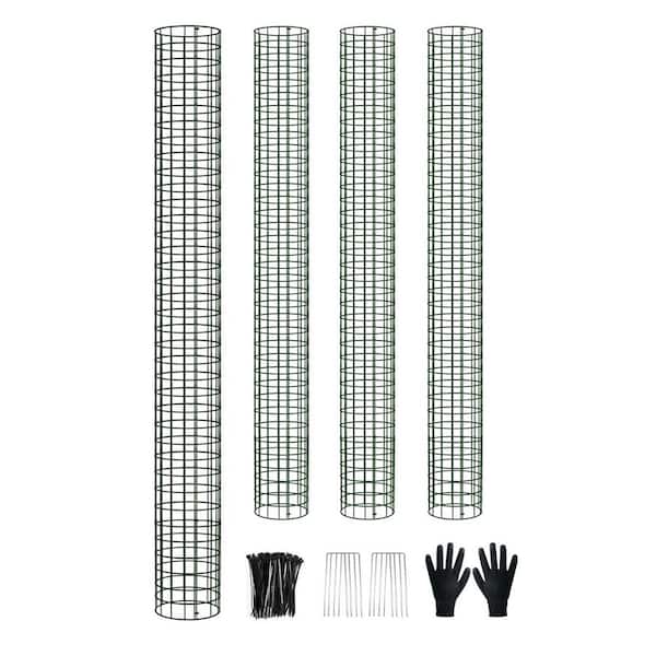 48 in. Black Metal Mesh Tree Trunk Protector Guard Plant Support Tall Expandable Tree Guard Accessory 4-Pack