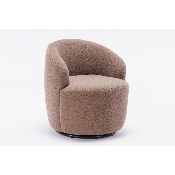 aisword Teddy Chocolate Fabric Swivel Accent Arm Chair Barrel Chair ...
