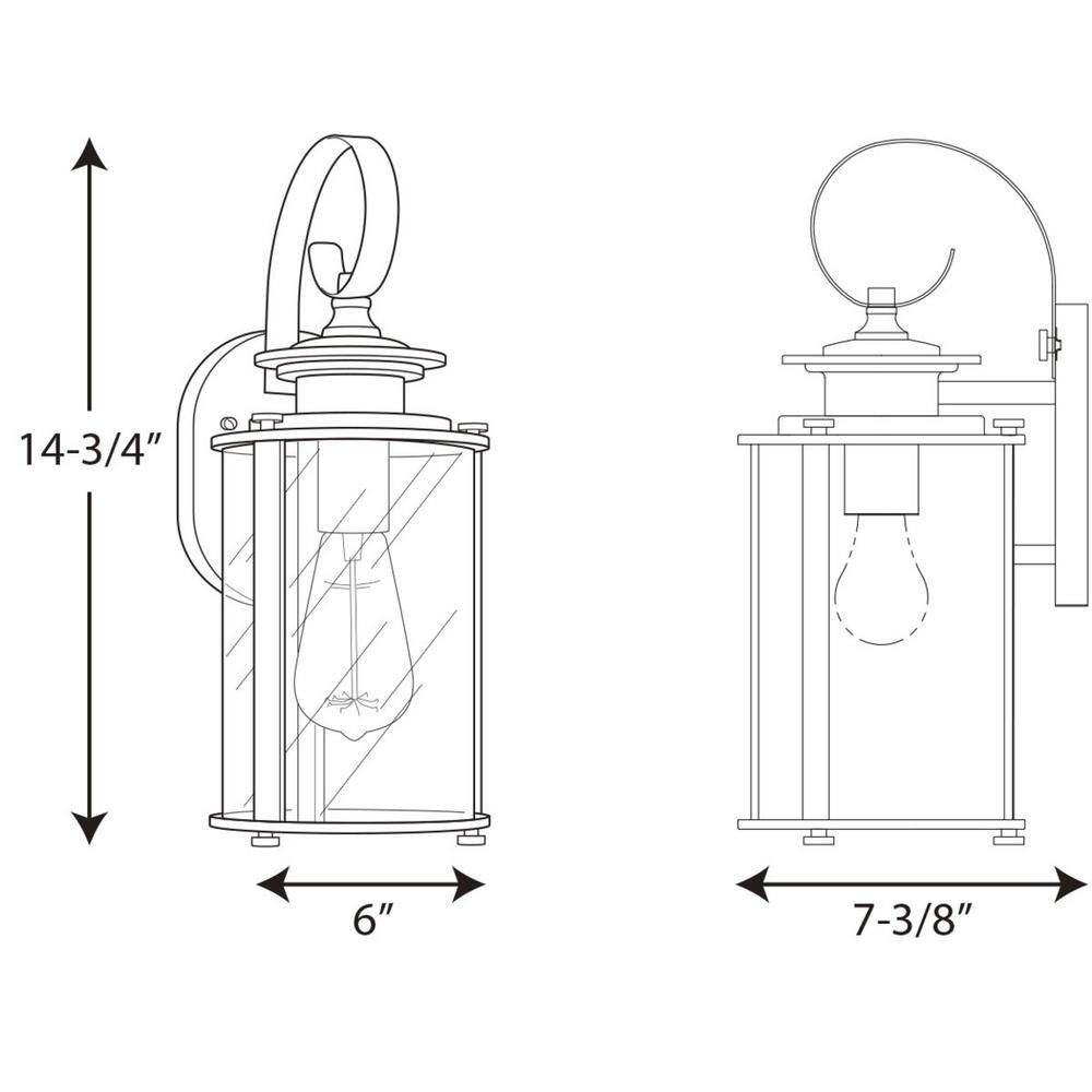 Black and Bronze Dimmable Outdoor Wall Lantern with Clear Glass Shade