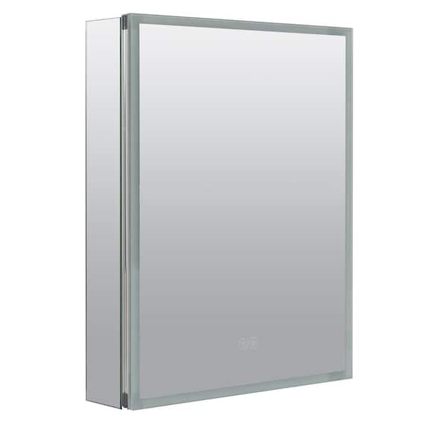 25.6 in. W x 27.6 in. H Designer Series Home Edge-Lit Framed LED Mirror Medicine Cabinet in Aluminum, Bi-View 25.6 in. W x 27.6 in. H Designer Series Home Edge-Lit Framed LED Mirror Medicine Cabinet in Aluminum, Bi-View
