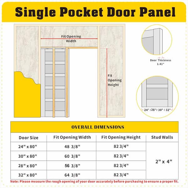 28 in. x 80 in. 5-Panel Frosted Glass, Can Be Painted, White Primed MDF Wood Pocket Door Frame without Hardware