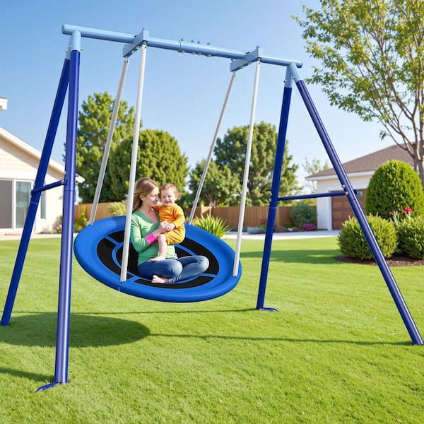 MISOPILY 50 in. Flying Saucer Swing 1-Pack Heavy-Duty Metal Frame