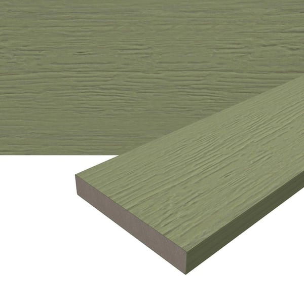 Cortes Plus 0.88 in. x 5.43 in. x 1 ft. Rustic and Wood Grain Irish Green Composite Decking Board SAMPLE